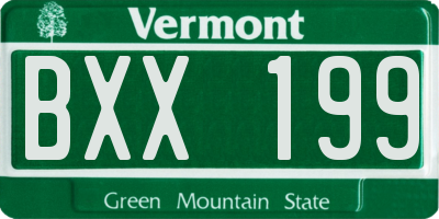 VT license plate BXX199