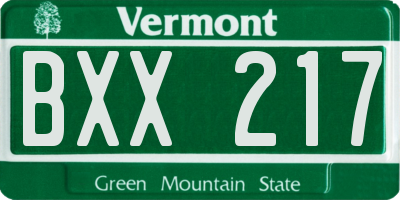 VT license plate BXX217