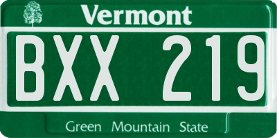VT license plate BXX219