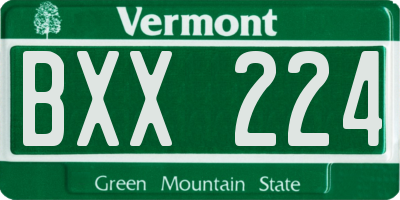 VT license plate BXX224