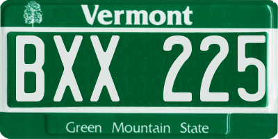 VT license plate BXX225