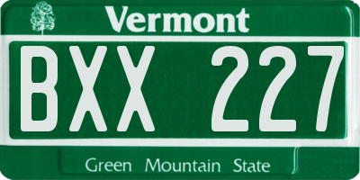 VT license plate BXX227