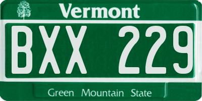 VT license plate BXX229