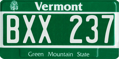 VT license plate BXX237