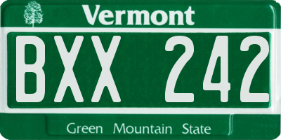 VT license plate BXX242