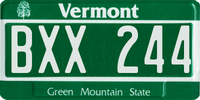 VT license plate BXX244