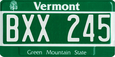 VT license plate BXX245
