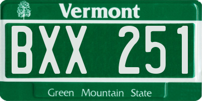 VT license plate BXX251