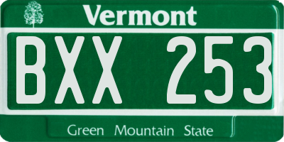 VT license plate BXX253