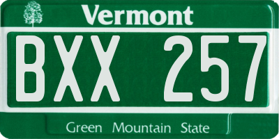 VT license plate BXX257