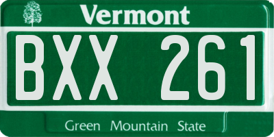 VT license plate BXX261
