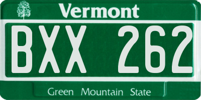 VT license plate BXX262