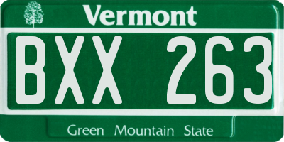 VT license plate BXX263