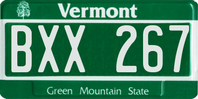 VT license plate BXX267