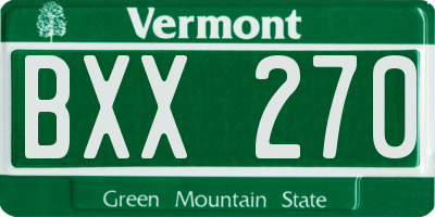 VT license plate BXX270