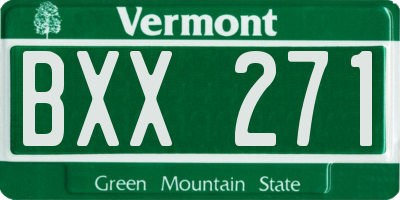 VT license plate BXX271