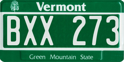 VT license plate BXX273