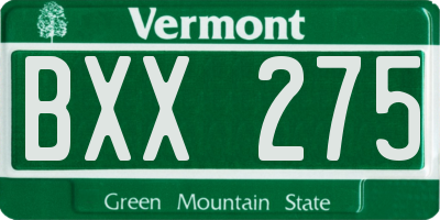 VT license plate BXX275