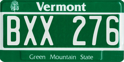 VT license plate BXX276