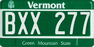 VT license plate BXX277
