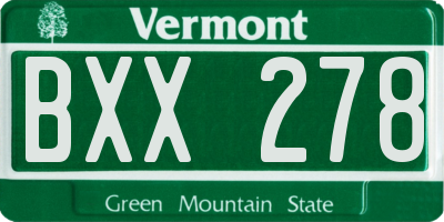 VT license plate BXX278