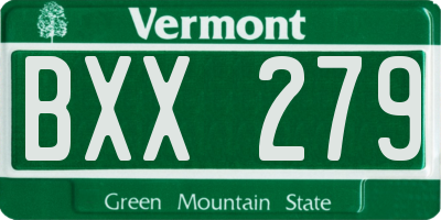 VT license plate BXX279