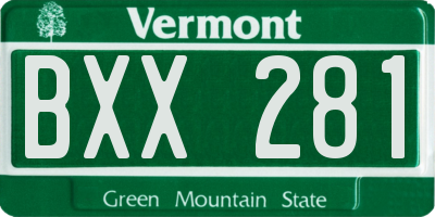 VT license plate BXX281