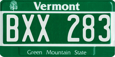 VT license plate BXX283