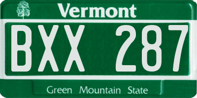 VT license plate BXX287