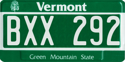 VT license plate BXX292