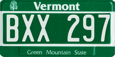 VT license plate BXX297