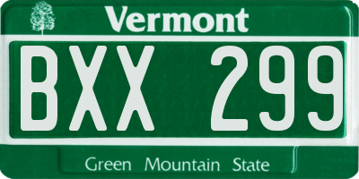 VT license plate BXX299