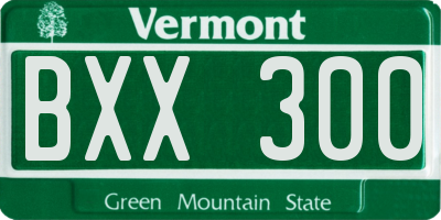 VT license plate BXX300
