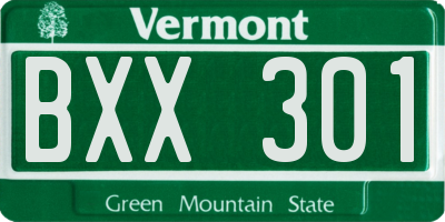 VT license plate BXX301