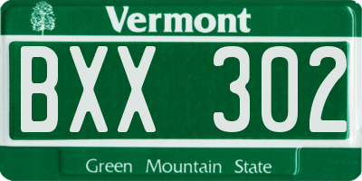 VT license plate BXX302