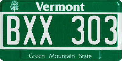 VT license plate BXX303