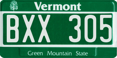 VT license plate BXX305