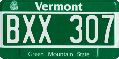 VT license plate BXX307