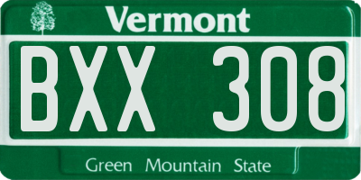 VT license plate BXX308