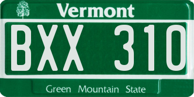 VT license plate BXX310