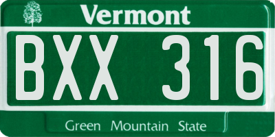 VT license plate BXX316