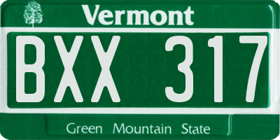 VT license plate BXX317