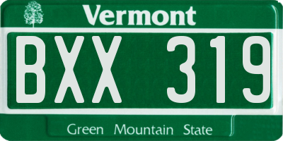 VT license plate BXX319