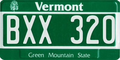 VT license plate BXX320