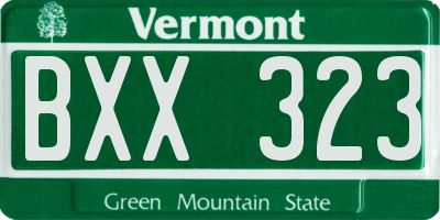 VT license plate BXX323