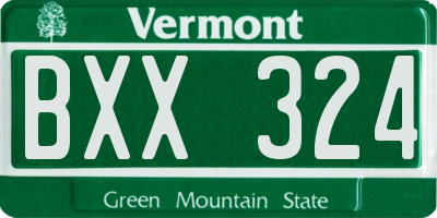 VT license plate BXX324