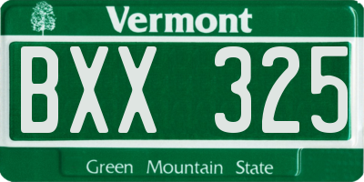 VT license plate BXX325