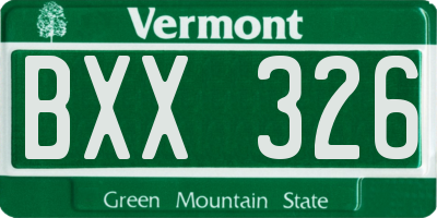 VT license plate BXX326