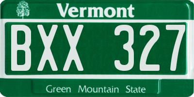 VT license plate BXX327