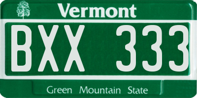 VT license plate BXX333